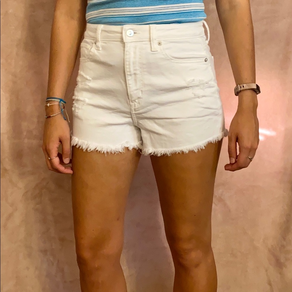 American Eagle white denim shorts